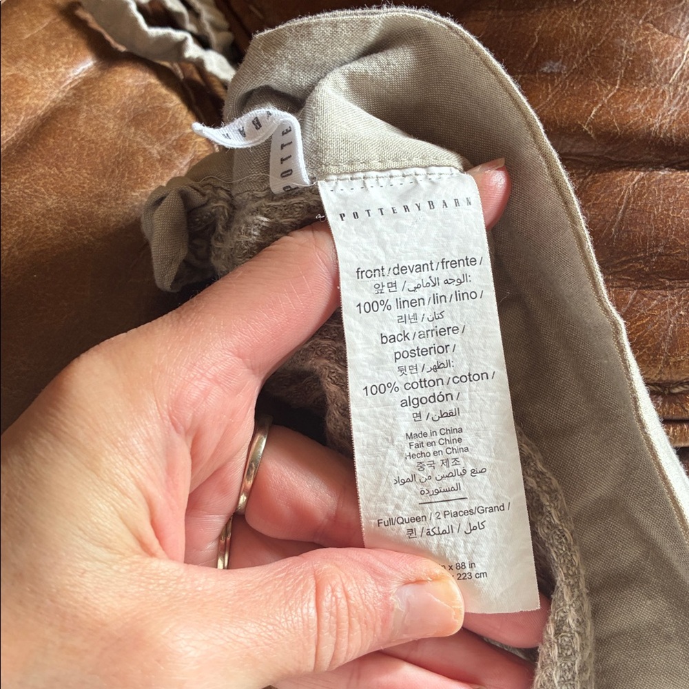 Pottery Barn Belgian Flax Linen Waffle Weave Duvet Cover Queen Luxury Bedding - Picture 2 of 4
